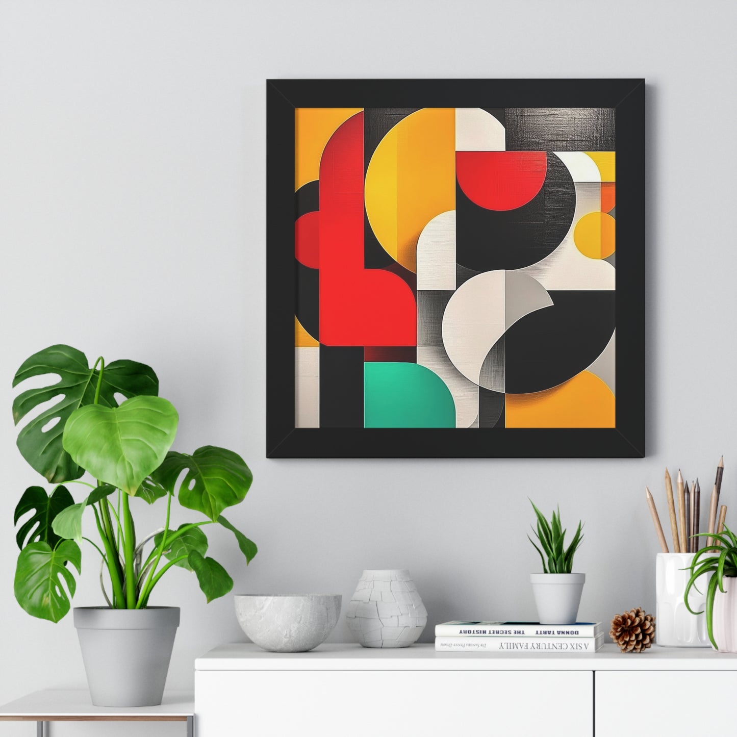 Modern Geometric Framed Wall Art – Bold Abstract Design