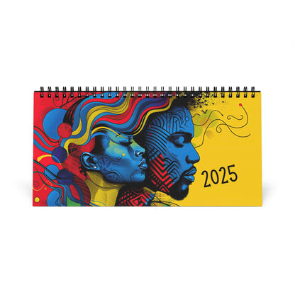 2025 Vibrant Faces Desk Calendar – Colorful Abstract Art