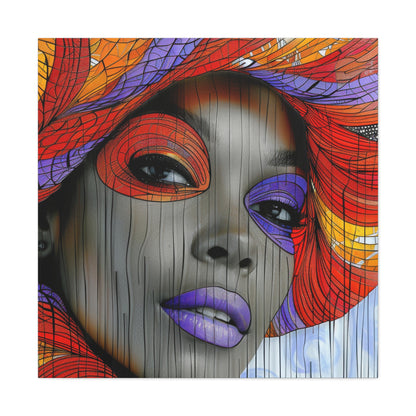 Eye-Catching African Woman Canvas Art: Bold Colorful Design