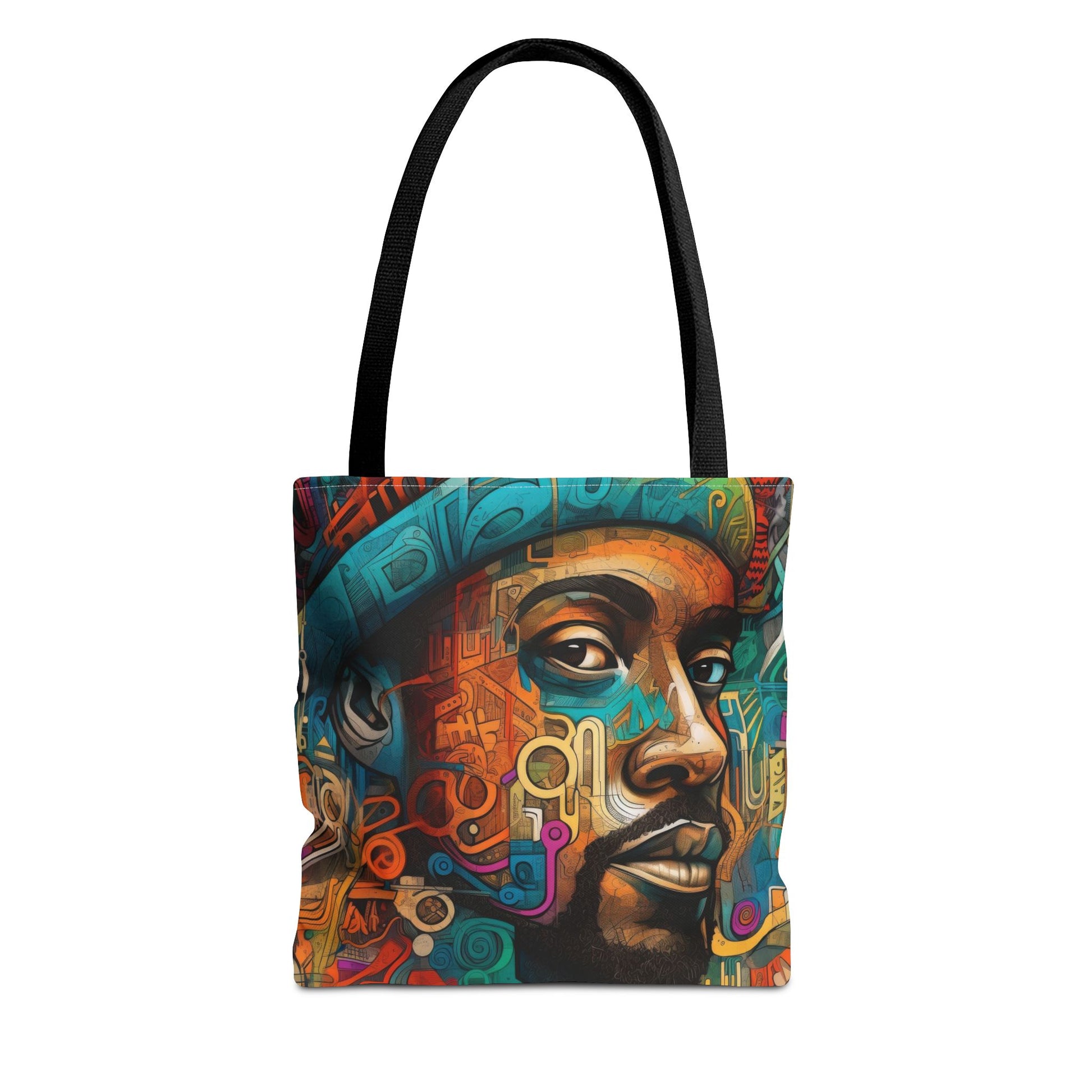 Colorful Urban Art Tote Bag featuring a vibrant African American male portrait by EbMerized Creations.