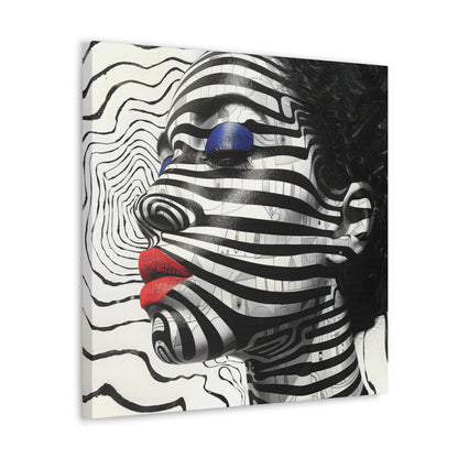 Monochrome Illusions: Artistic Zebra Pattern Portrait Canvas Wrap