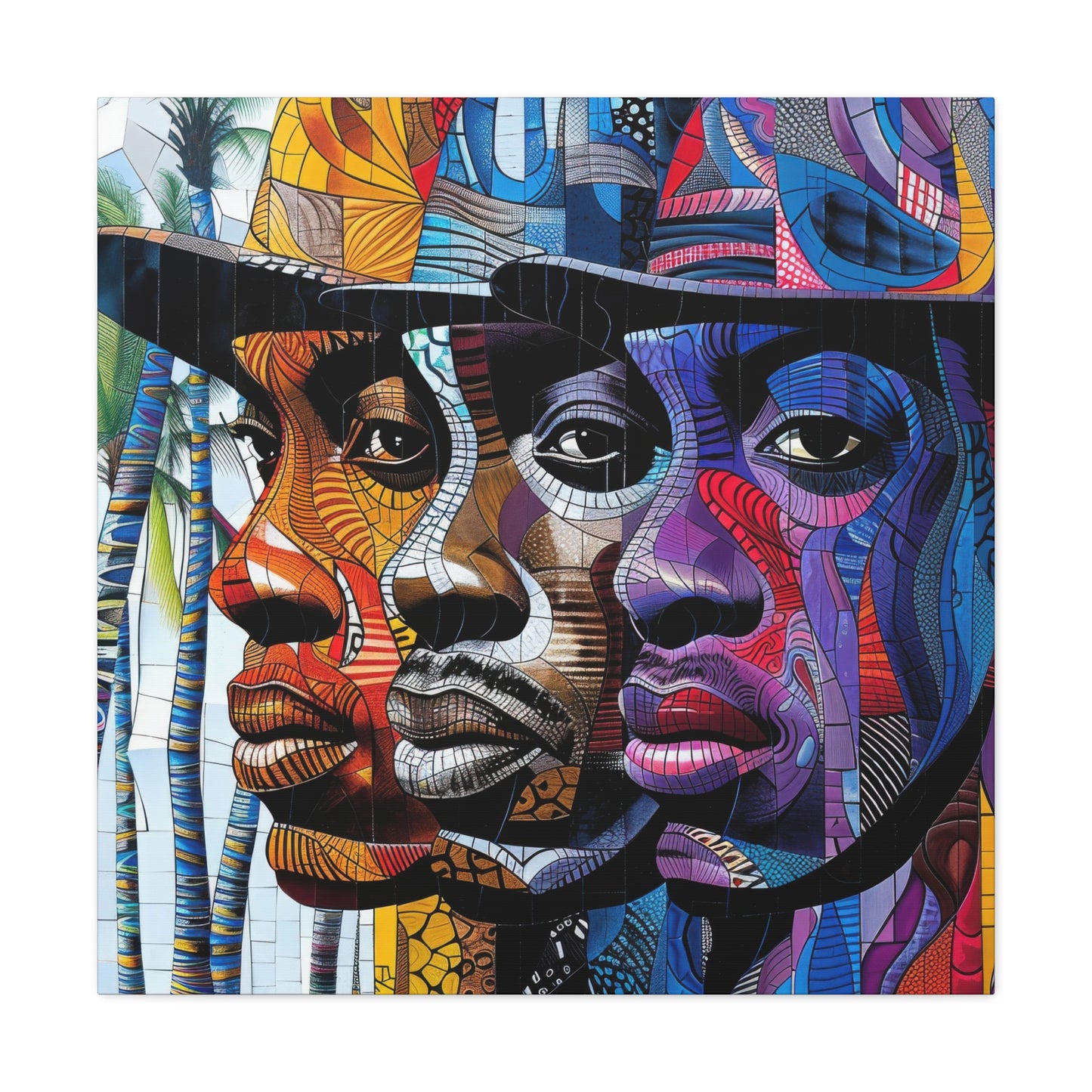 Vibrant African Tribal Faces Canvas - Colorful Cultural Wall Art