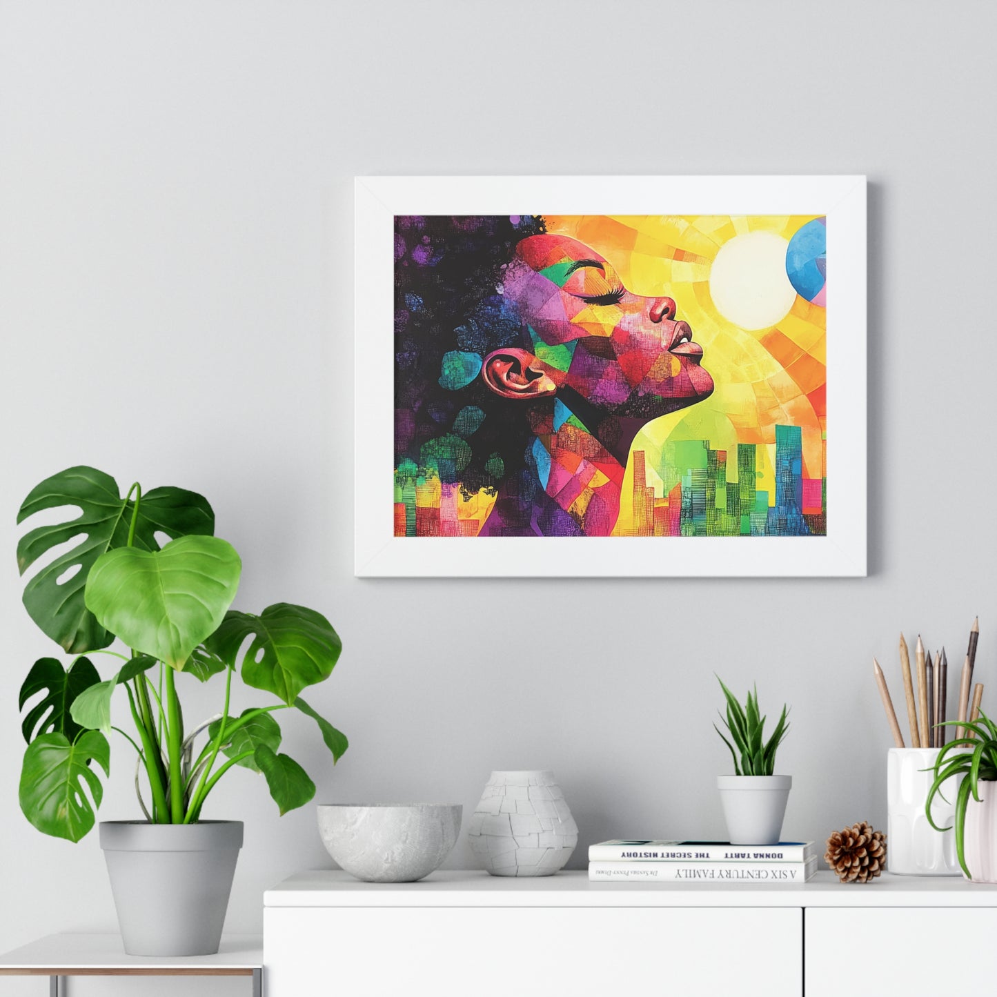 Colorful Abstract Portrait – Framed Modern Wall Art