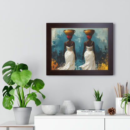 Elegant African Art – Framed Wall Decor with Multicolor Design