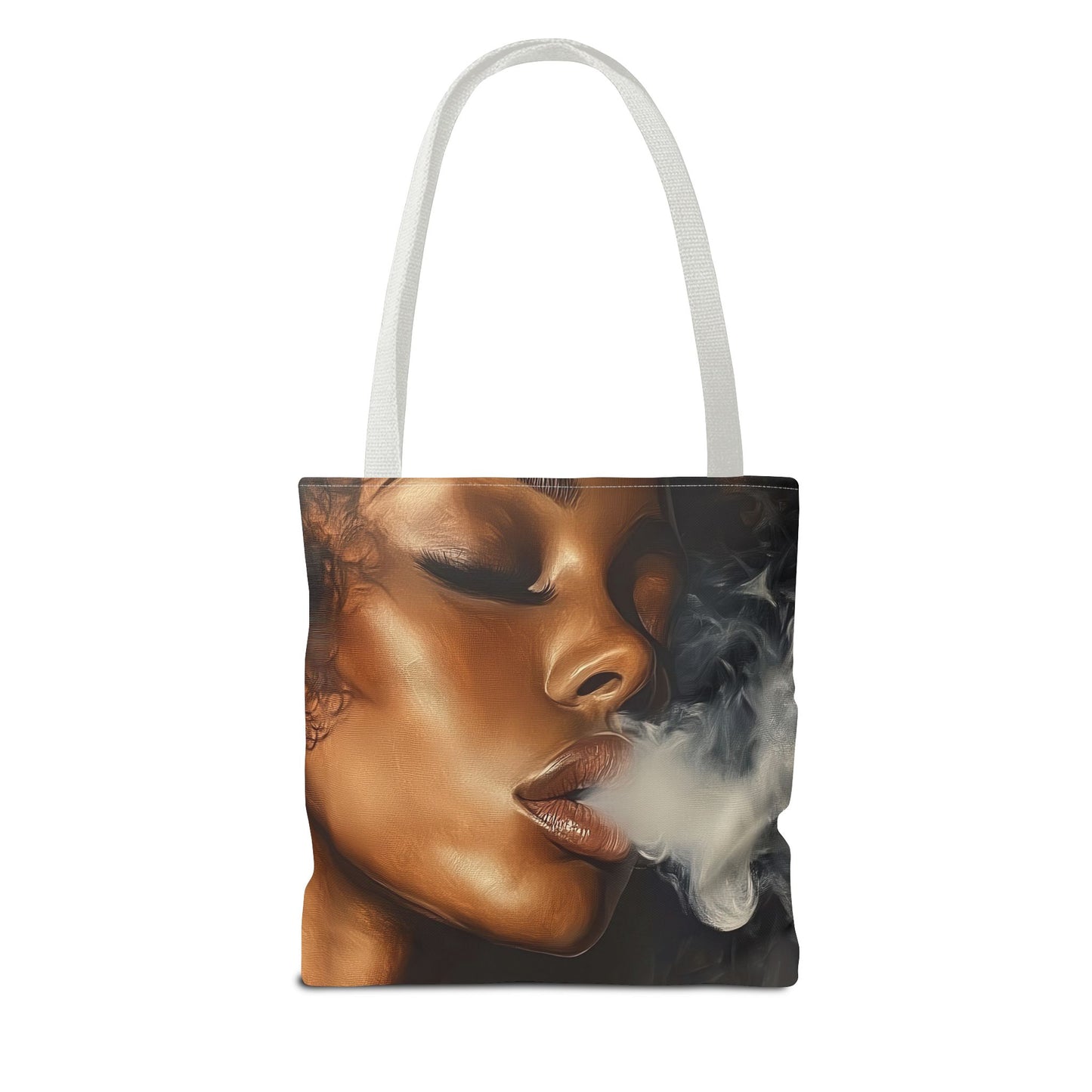 Bold 'Welcome All Smoke' Tote Bag – Fierce Woman in Smoky Art