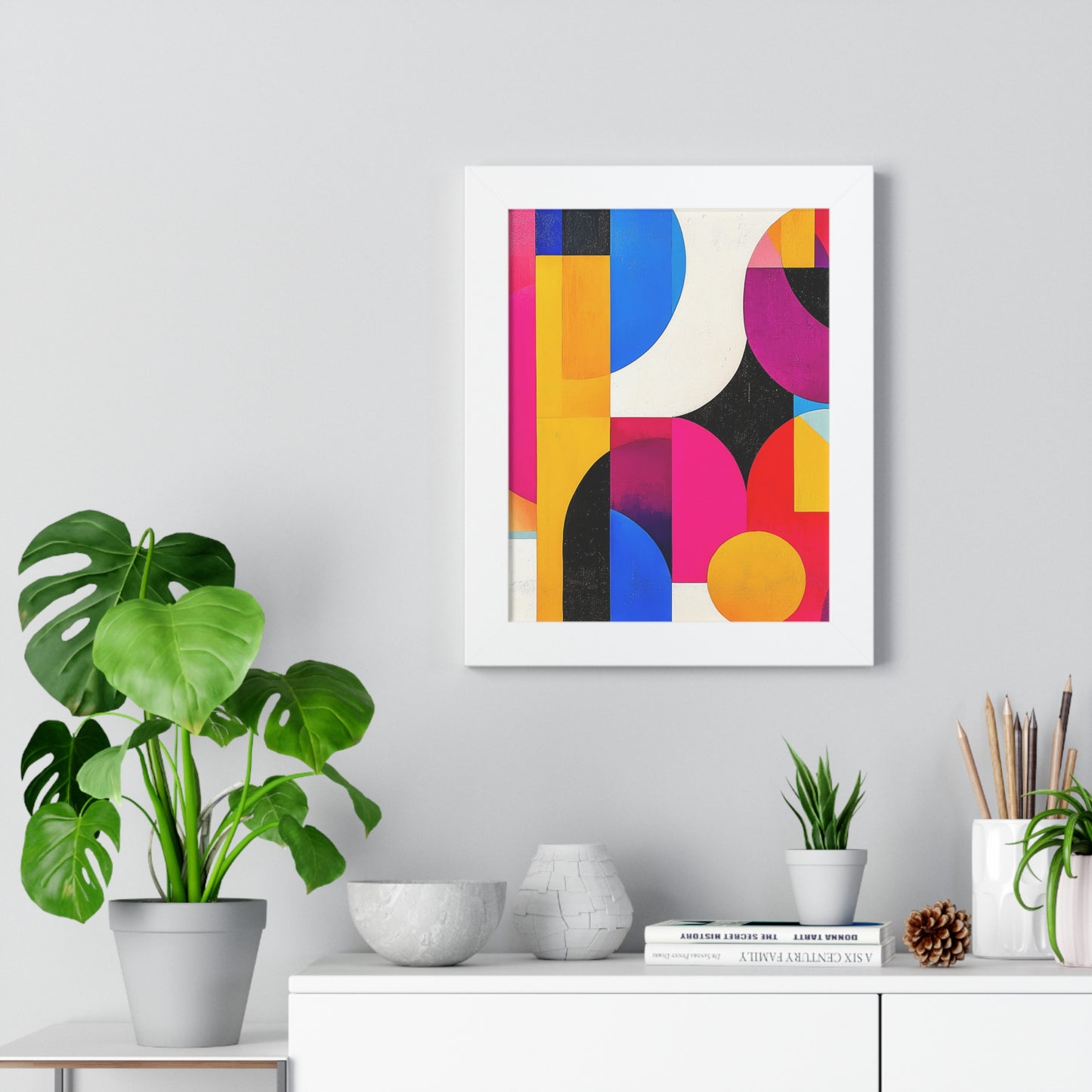 Colorful Geometric Framed Wall Art – Modern Abstract Design