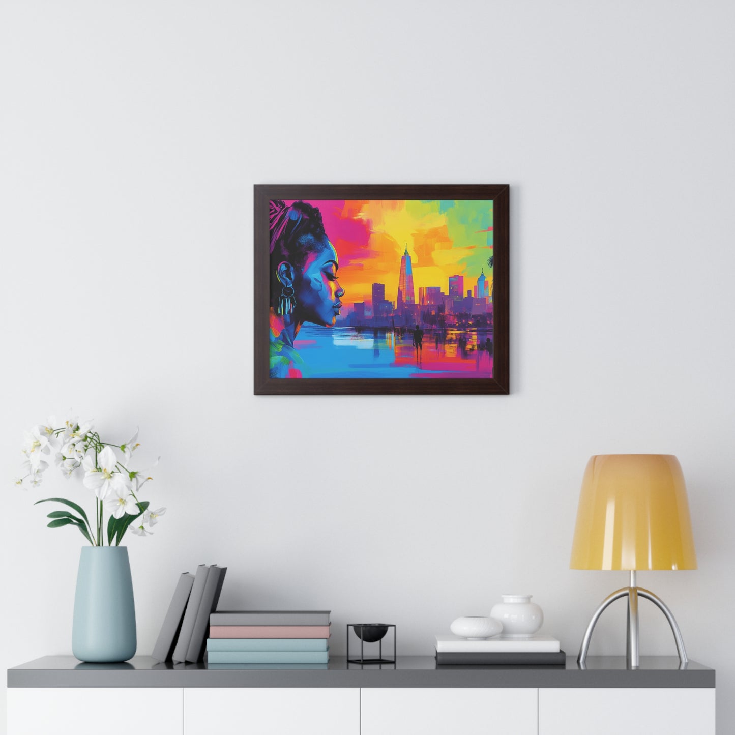 Modern Cityscape Art – Vibrant Framed Wall Decor