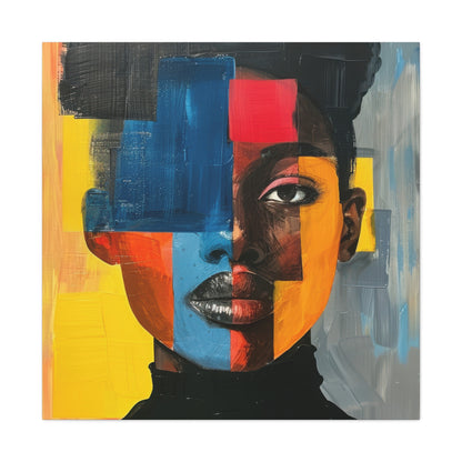 Modern Geometric Beauty: Multicolored Abstract Face Art