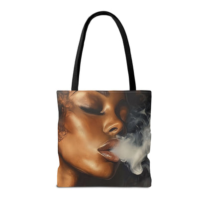 Bold 'Welcome All Smoke' Tote Bag – Fierce Woman in Smoky Art