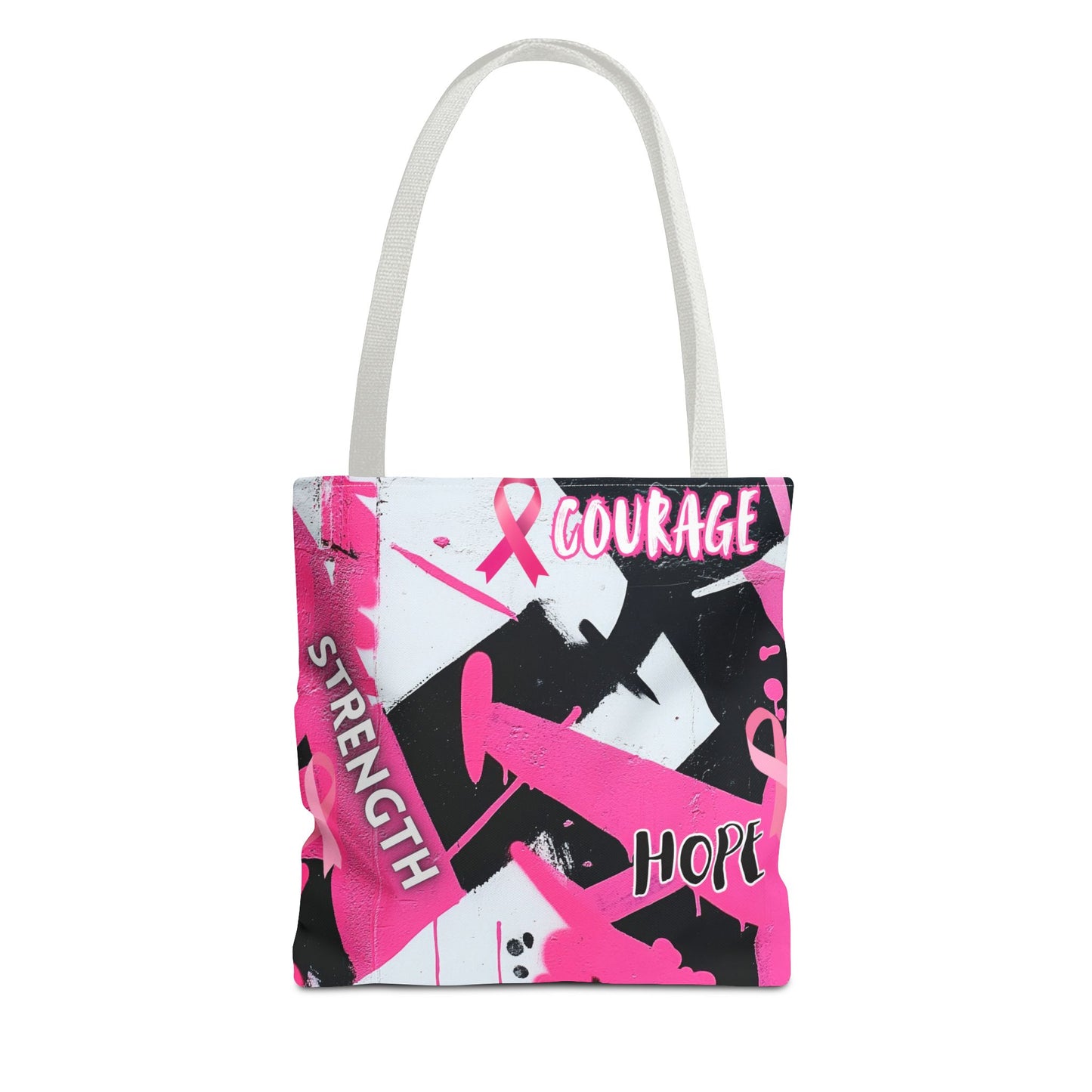 Empower with Courage: Breast Cancer Awareness Tote with Bold Pink Accents