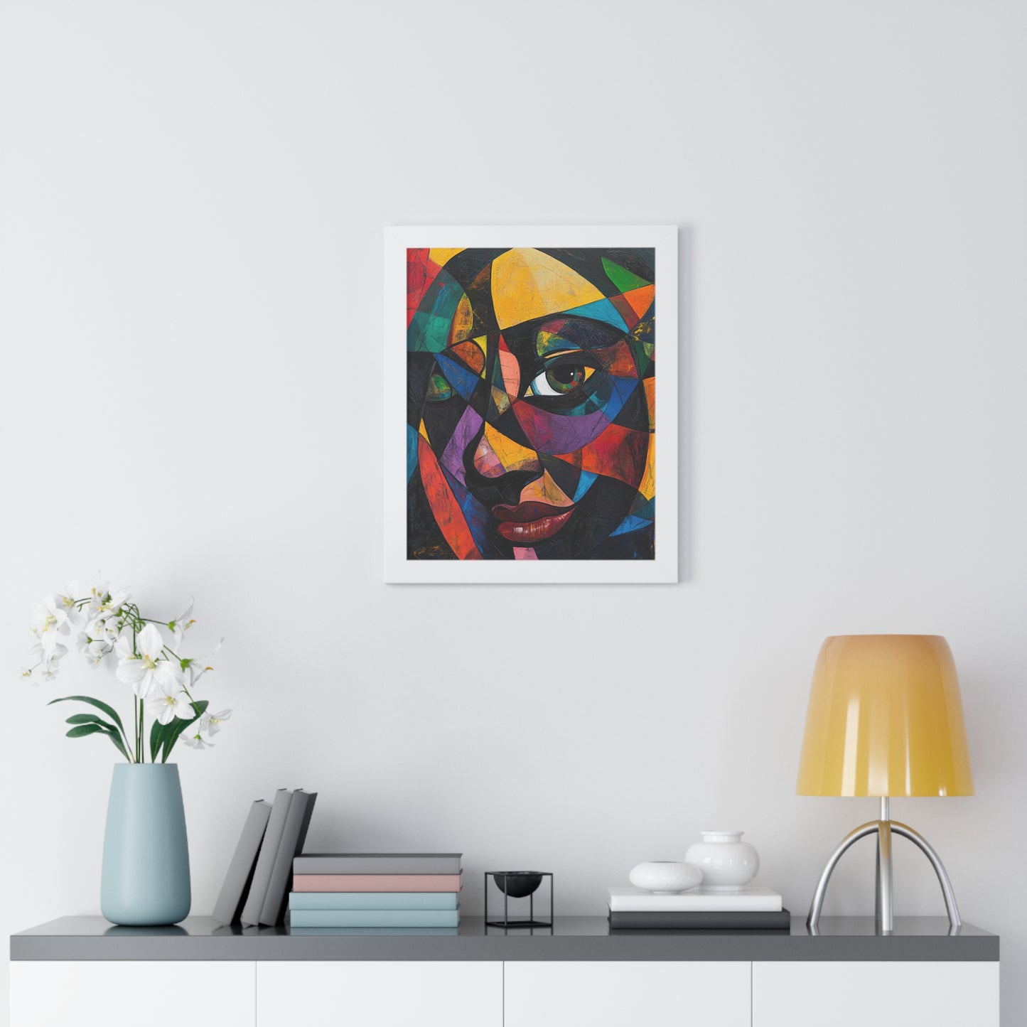 Abstract Portrait Wall Art – Framed Multicolor Design