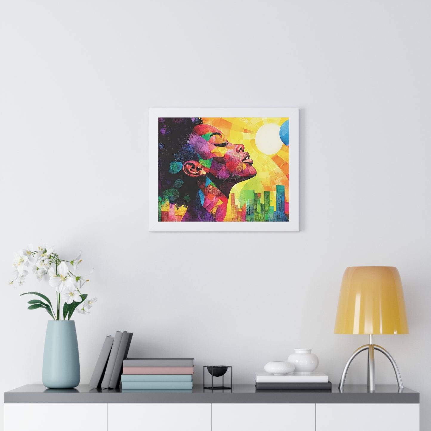 Colorful Abstract Portrait – Framed Modern Wall Art