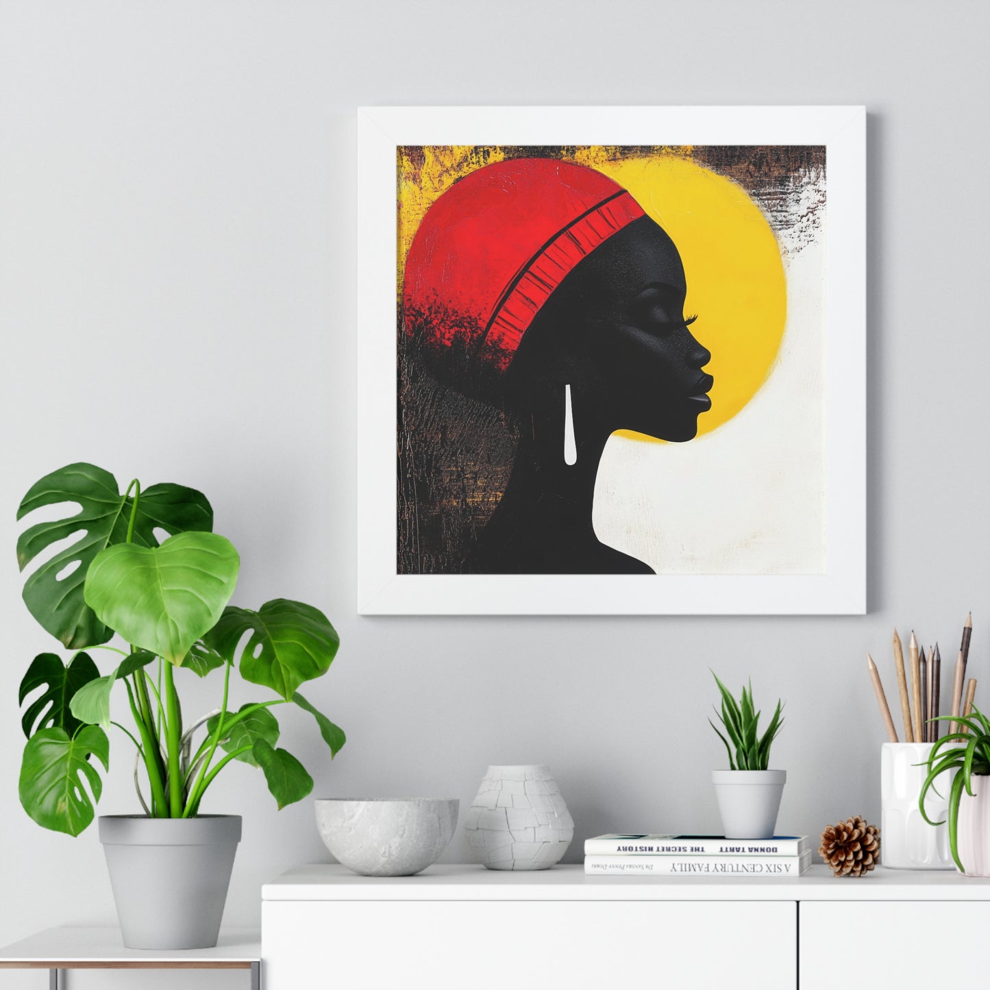 Bold African Silhouette Framed Wall Art – Modern Afrocentric Décor