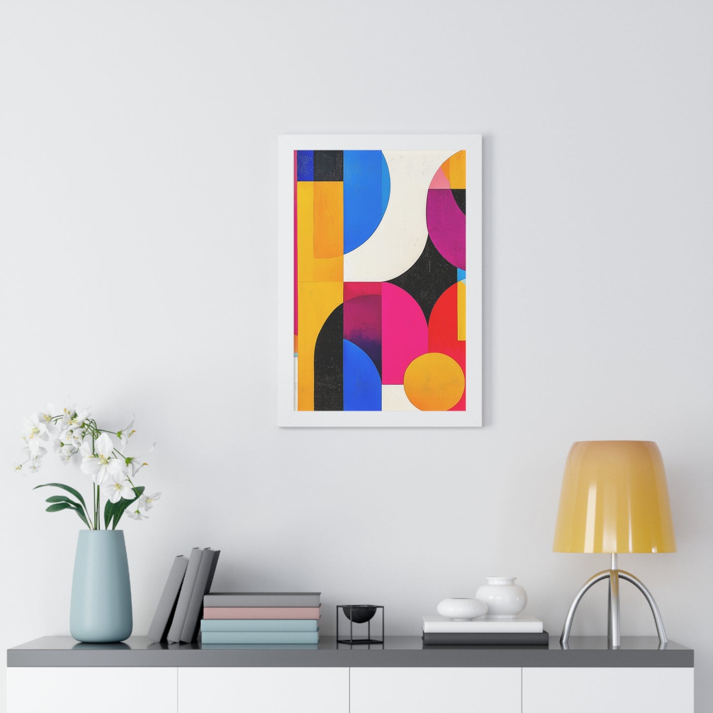 Colorful Geometric Framed Wall Art – Modern Abstract Design