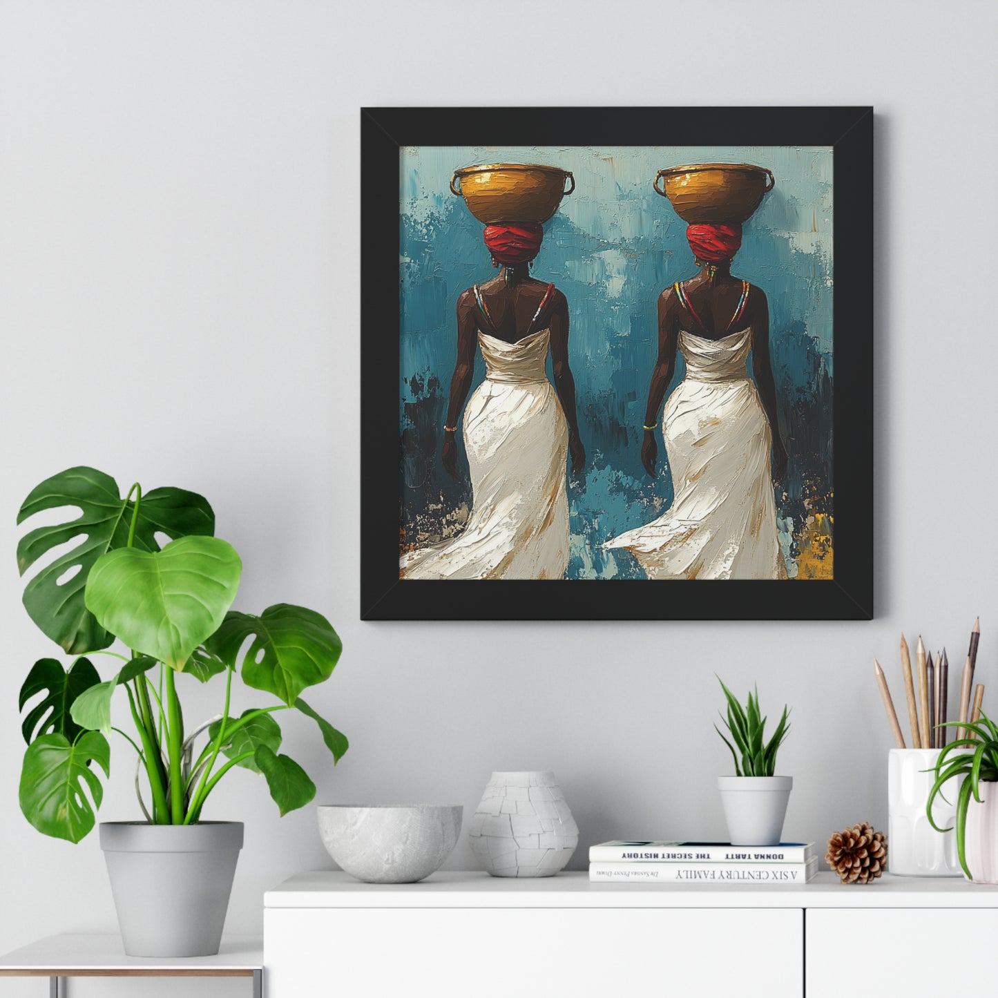 Elegant African Art – Framed Wall Decor with Multicolor Design