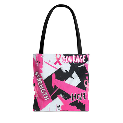 Empower with Courage: Breast Cancer Awareness Tote with Bold Pink Accents