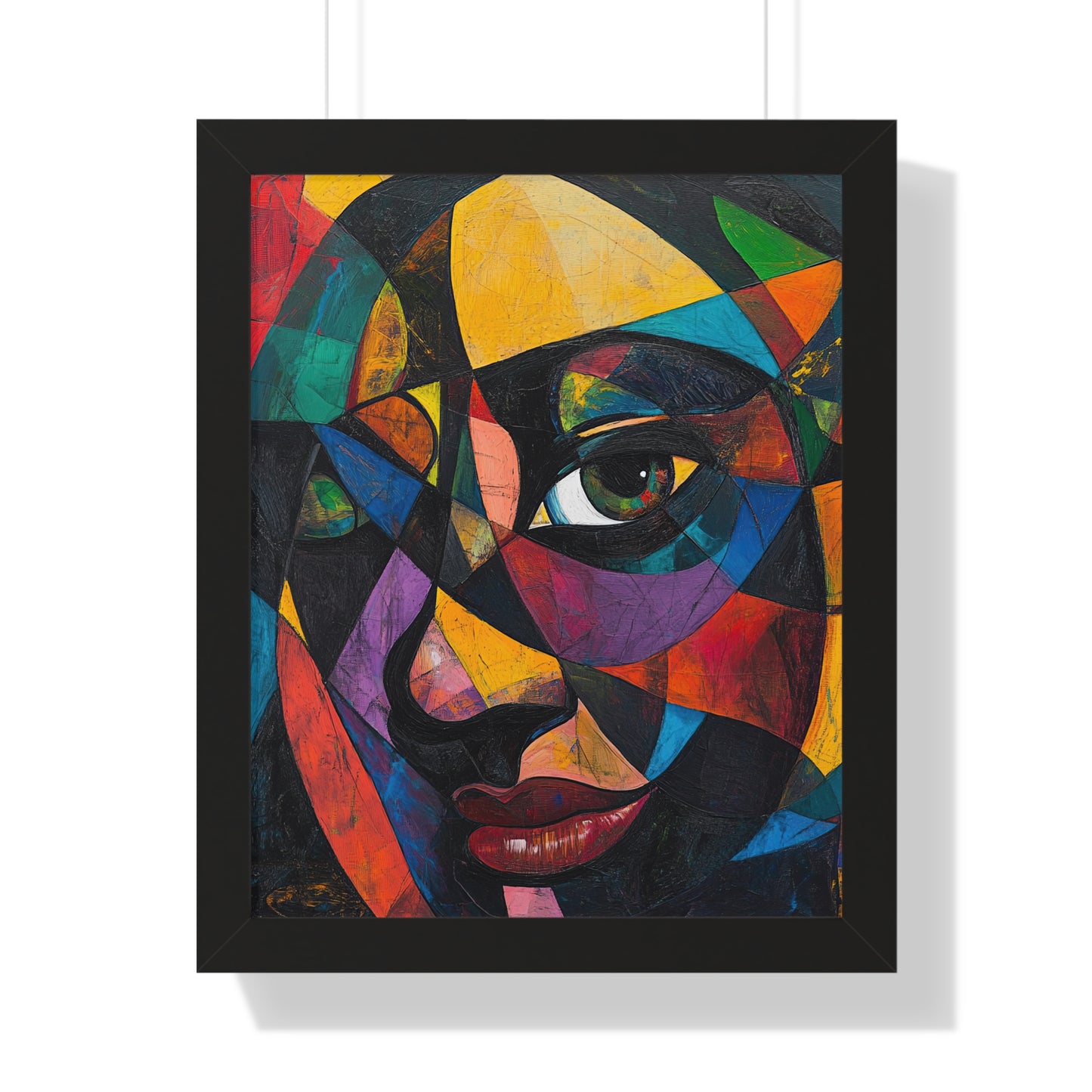 Abstract Portrait Wall Art – Framed Multicolor Design