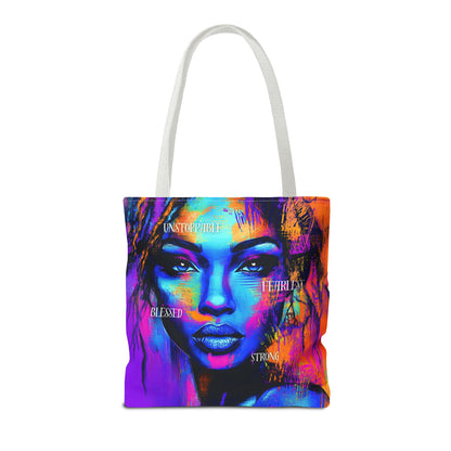 Unstoppable Empowerment Tote Bag - Vibrant Portrait of Strength