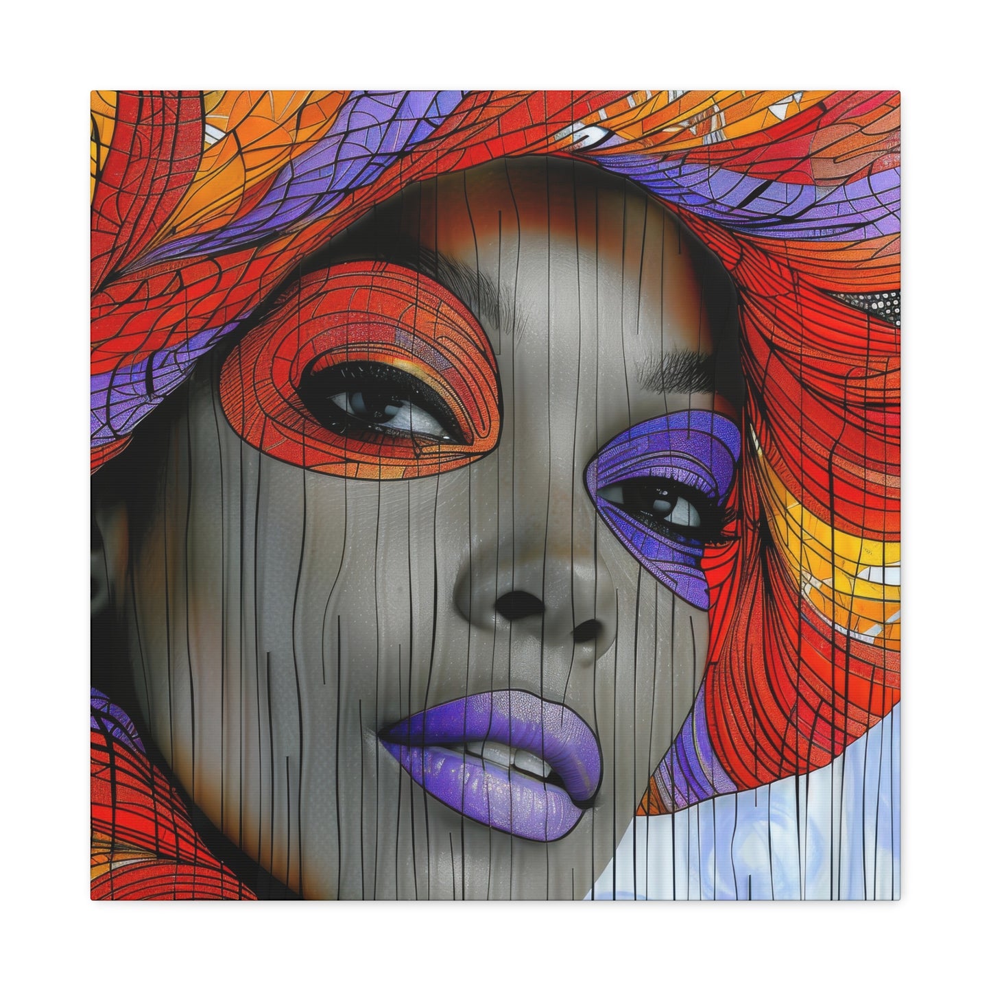 Eye-Catching African Woman Canvas Art: Bold Colorful Design