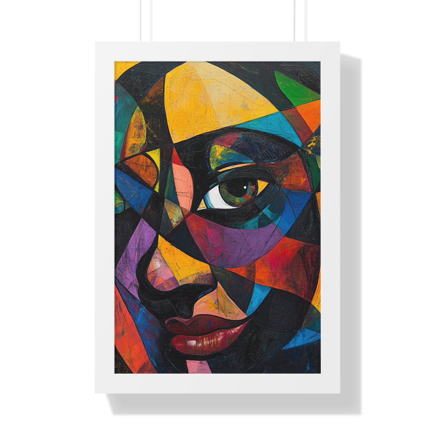 Abstract Portrait Wall Art – Framed Multicolor Design