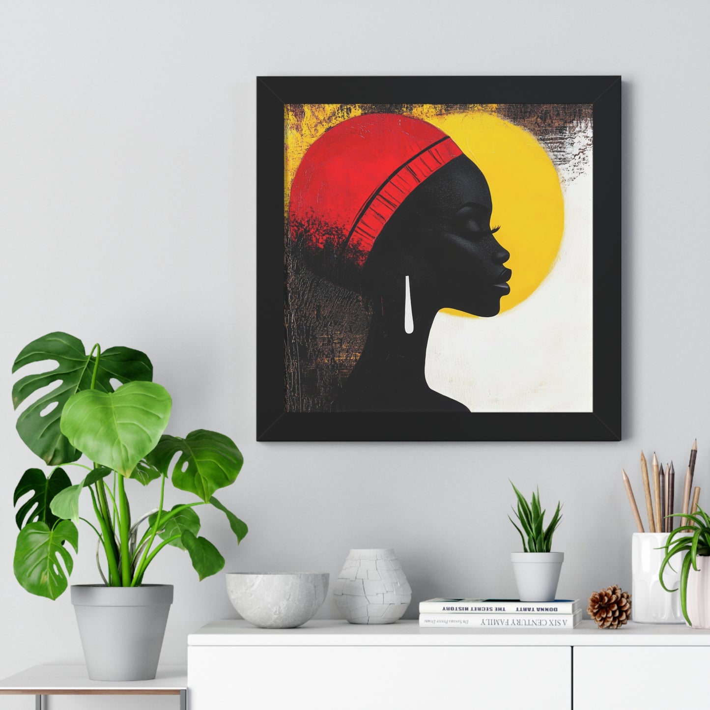 Bold African Silhouette Framed Wall Art – Modern Afrocentric Décor