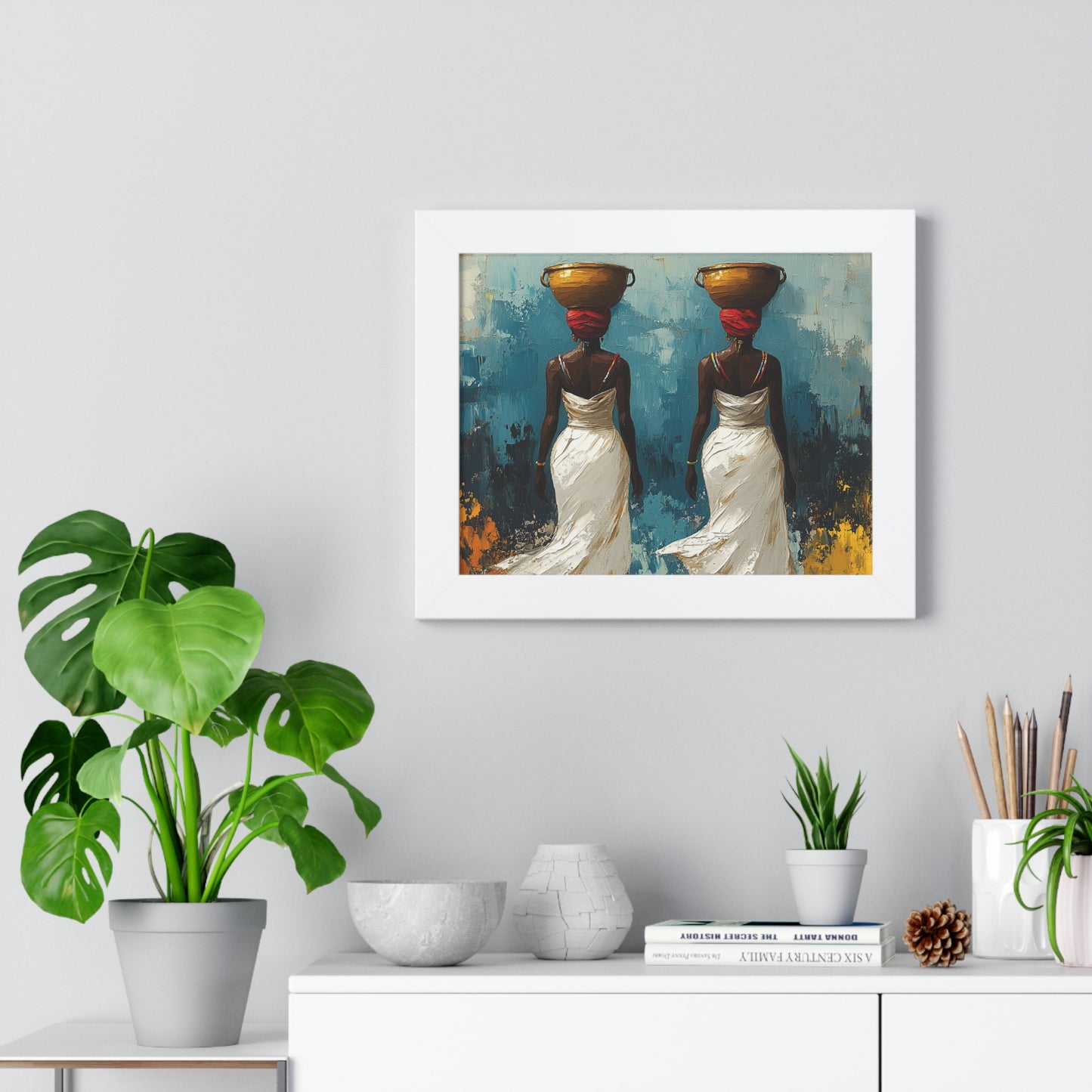 Elegant African Art – Framed Wall Decor with Multicolor Design