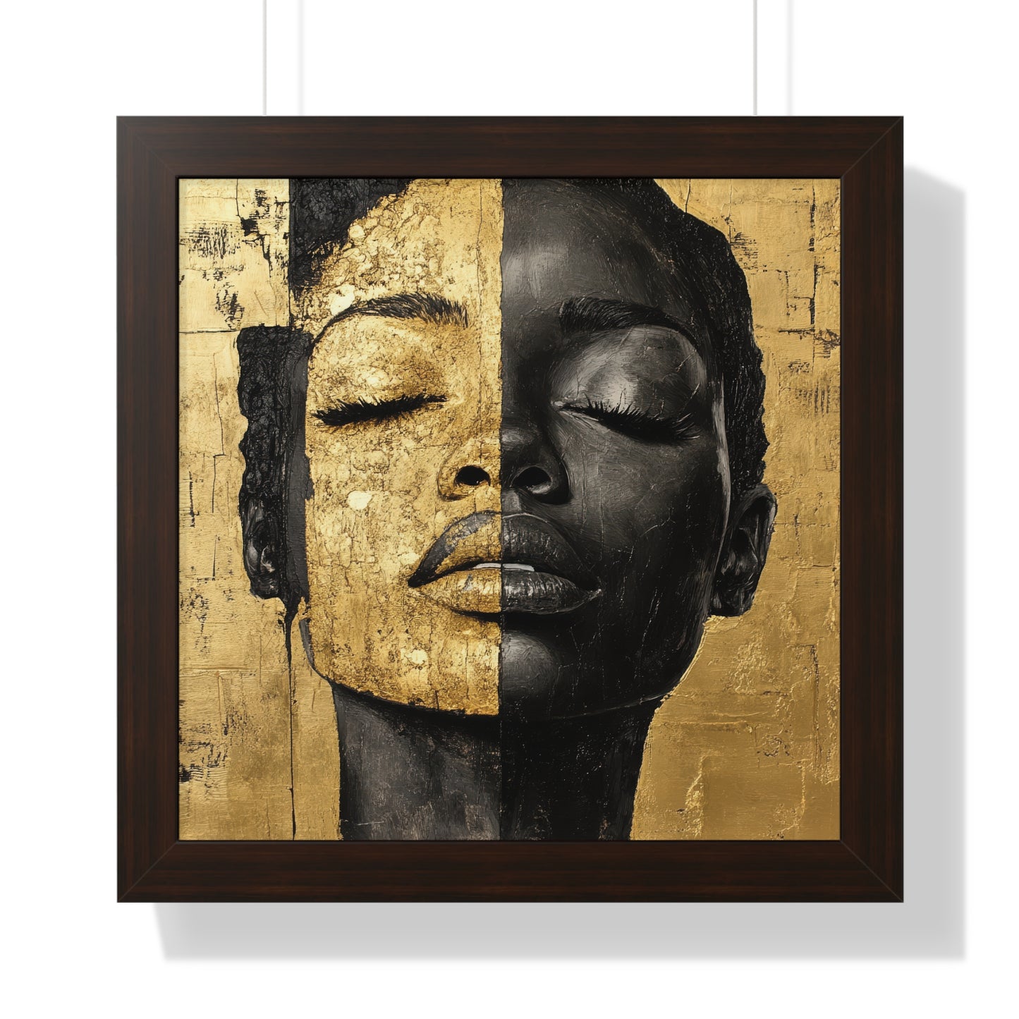 Gold & Black Abstract Portrait – Framed Modern Wall Art