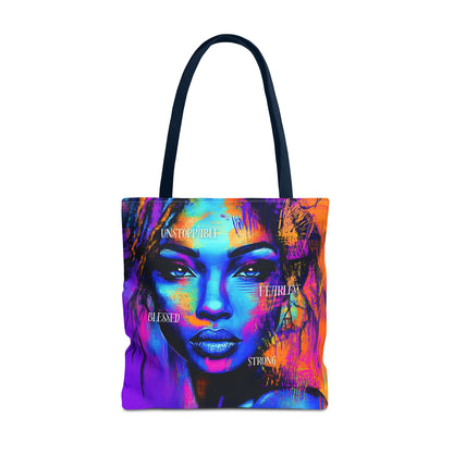 Unstoppable Empowerment Tote Bag - Vibrant Portrait of Strength