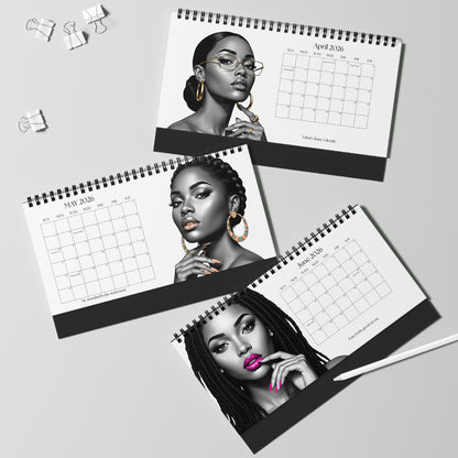 Unapologetically Her – 2026 Desk Calendar | Modern Black Woman Art & Empowerment