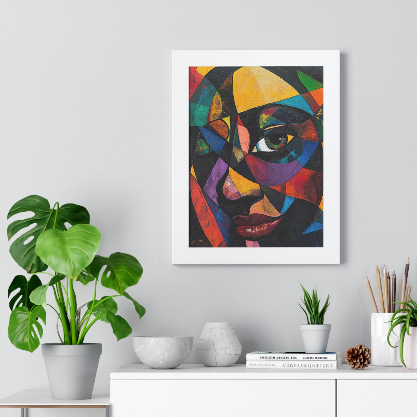 Abstract Portrait Wall Art – Framed Multicolor Design