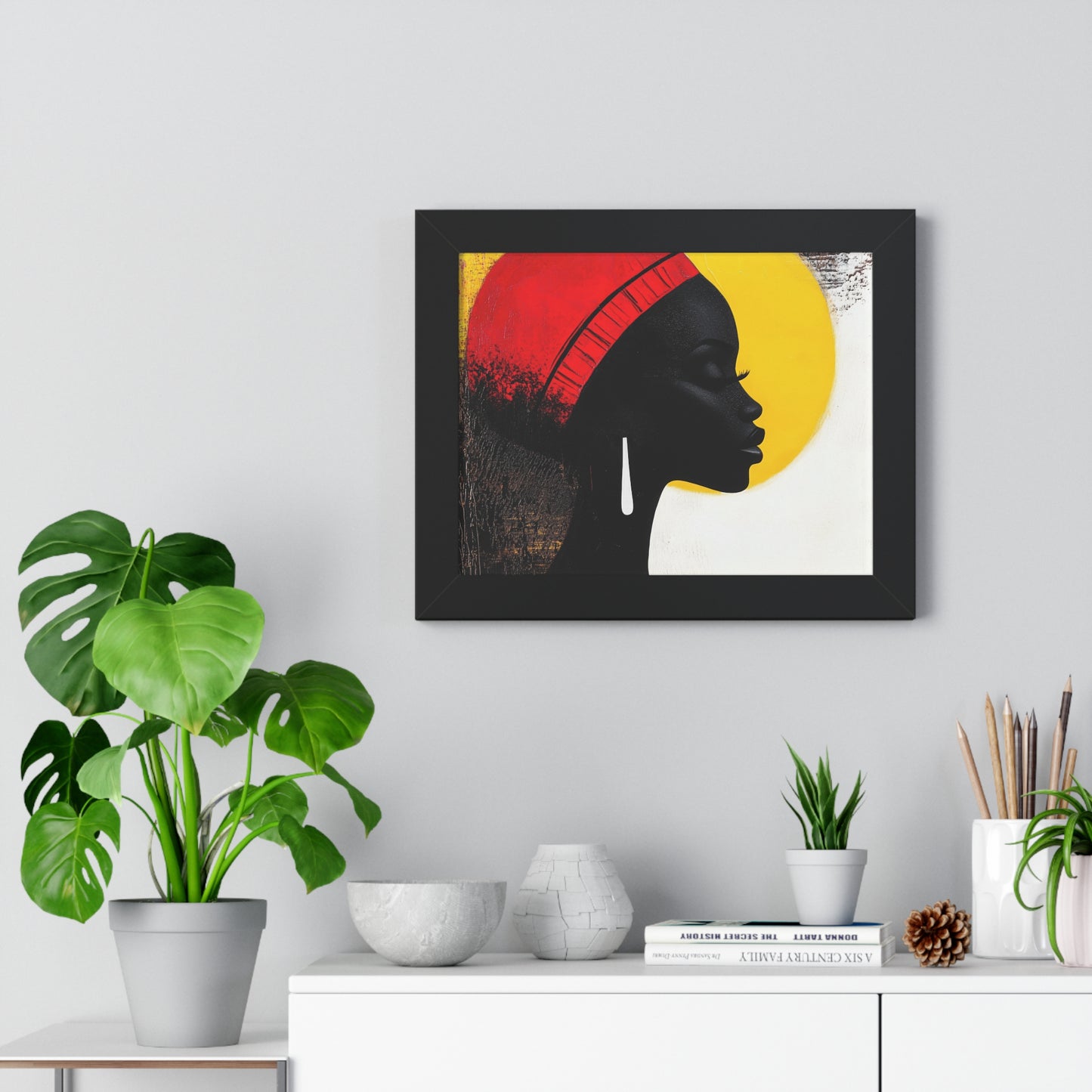 Bold African Silhouette Framed Wall Art – Modern Afrocentric Décor