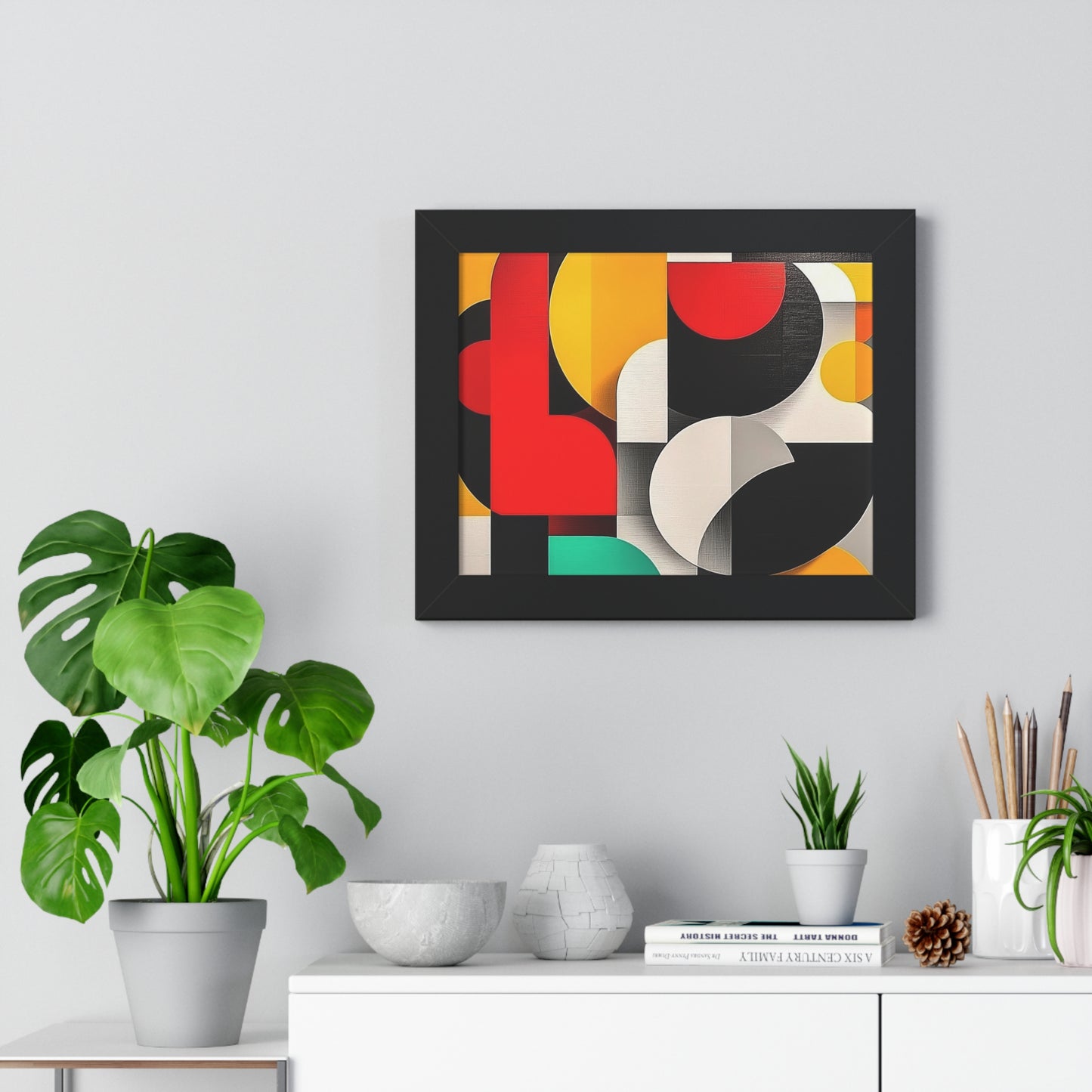 Modern Geometric Framed Wall Art – Bold Abstract Design