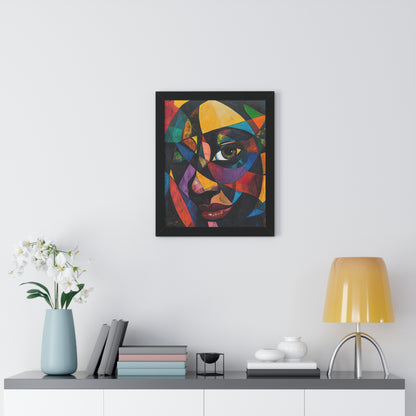 Abstract Portrait Wall Art – Framed Multicolor Design