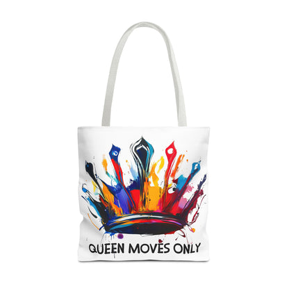 Vibrant 'Queen Moves Only' Tote Bag for Confident Queens