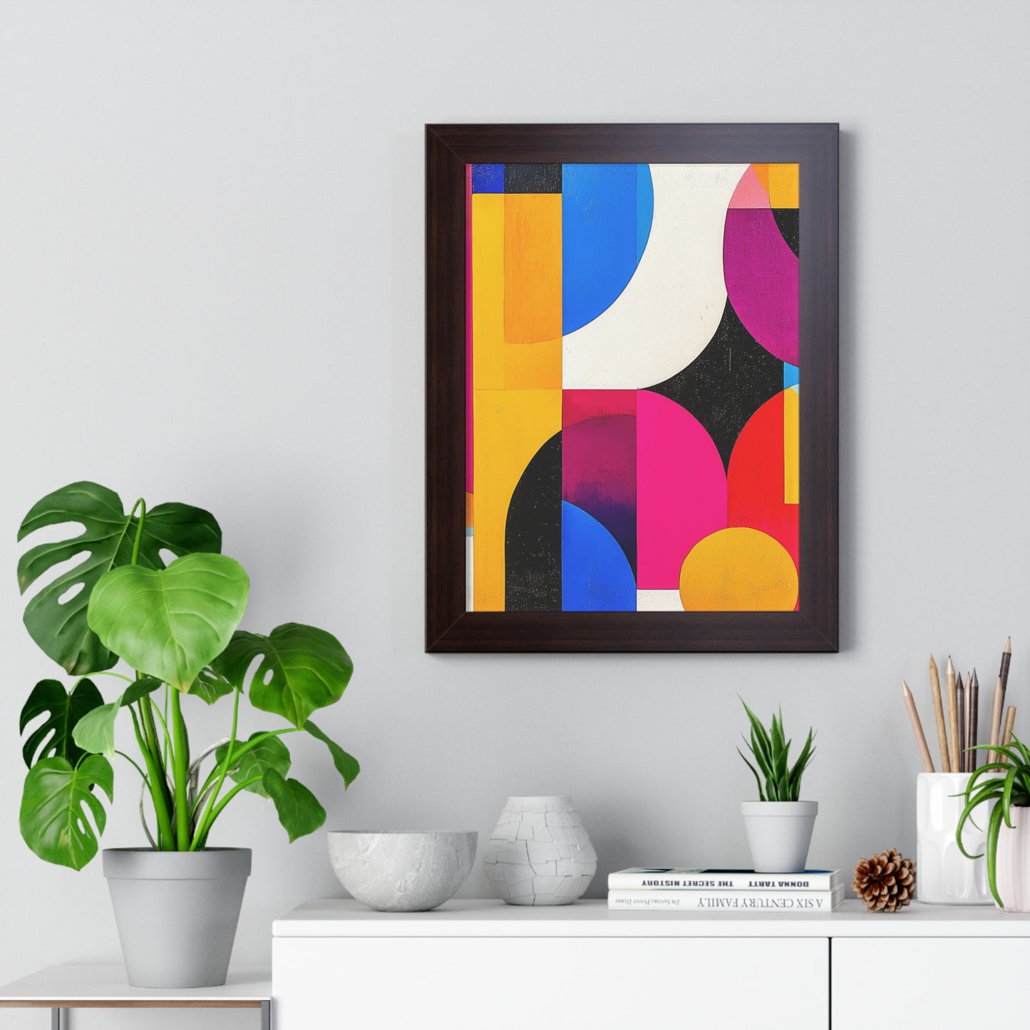 Colorful Geometric Framed Wall Art – Modern Abstract Design