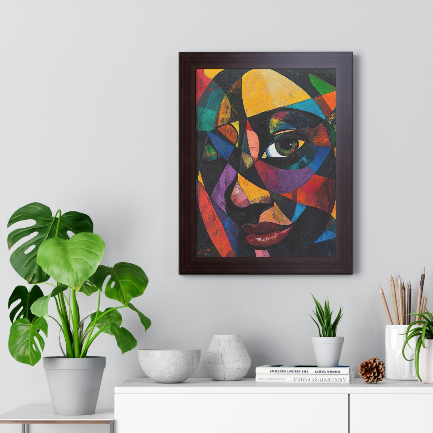 Abstract Portrait Wall Art – Framed Multicolor Design