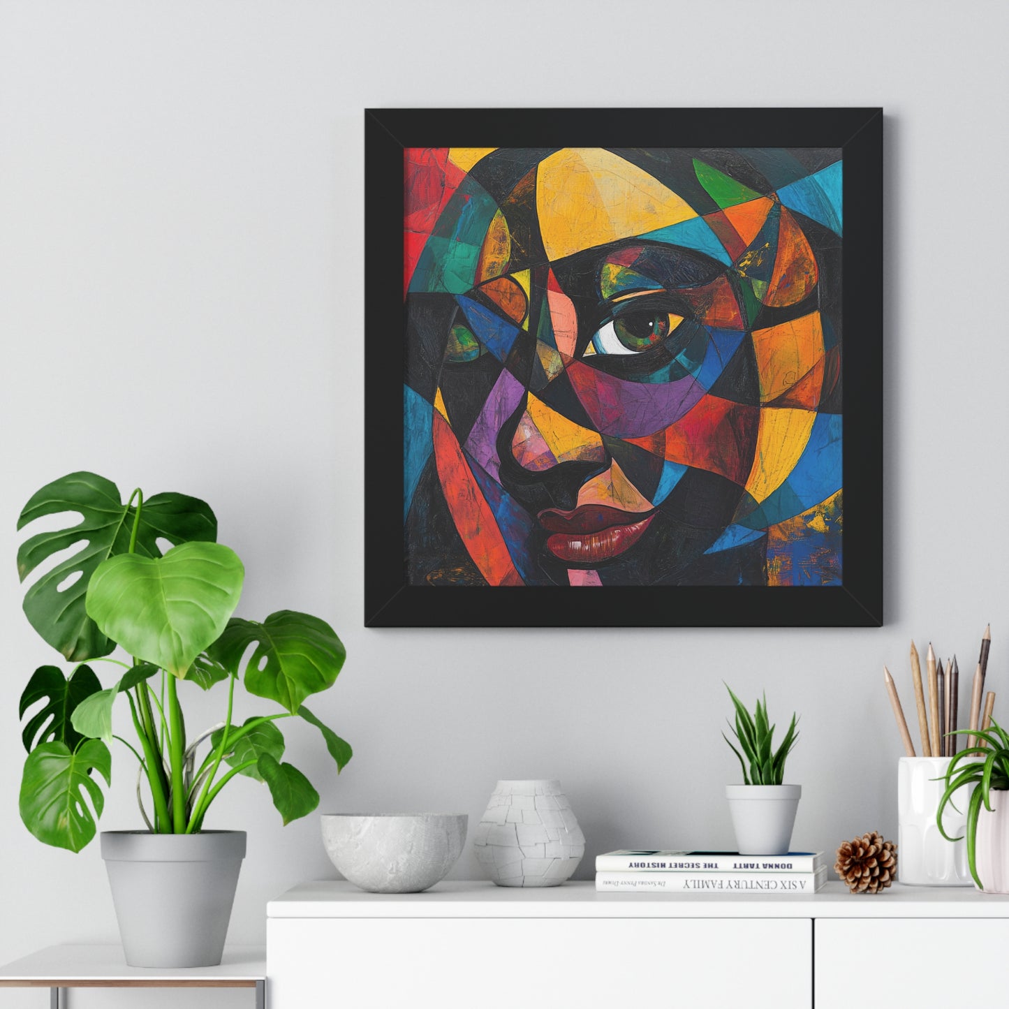 Abstract Portrait Wall Art – Framed Multicolor Design