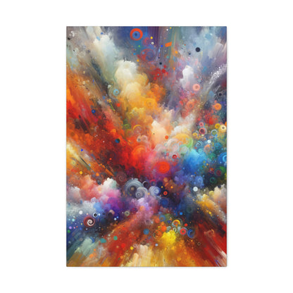 A dynamic explosion of colors and swirling patterns, depicting an abstract cosmic burst, full of energy and movement, in a vivid digital art piece | EbMerized Creations