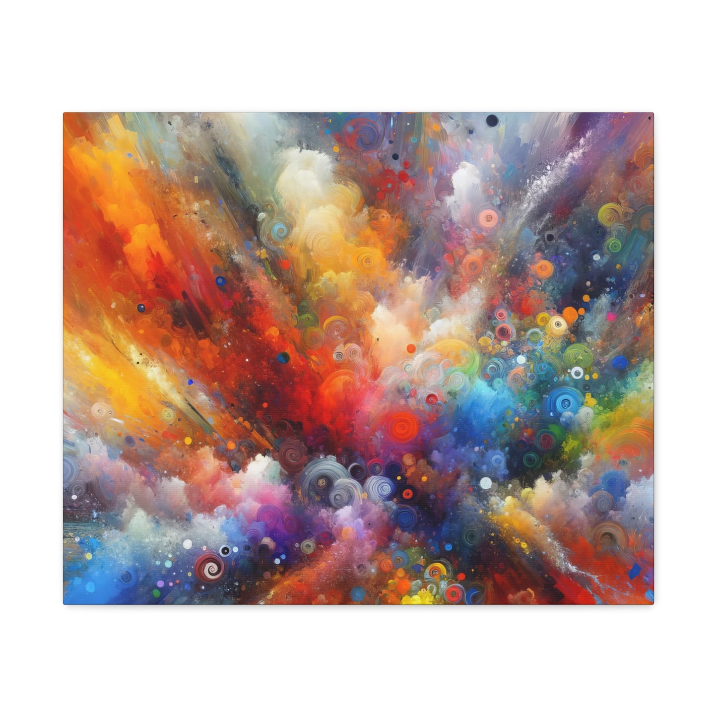 A dynamic explosion of colors and swirling patterns, depicting an abstract cosmic burst, full of energy and movement, in a vivid digital art piece | EbMerized Creations