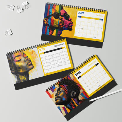 2025 Vibrant Faces Desk Calendar – Colorful Abstract Art