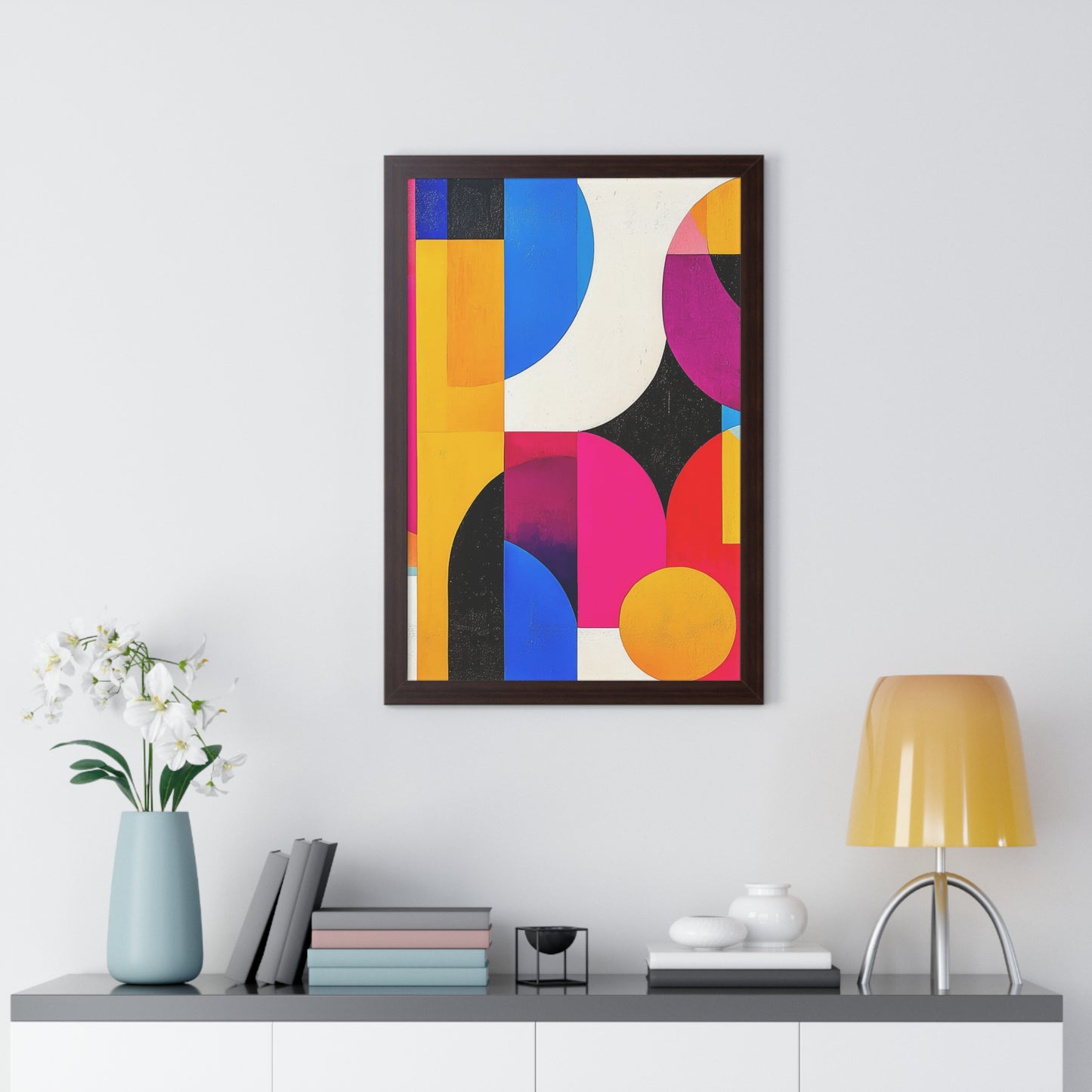 Colorful Geometric Framed Wall Art – Modern Abstract Design