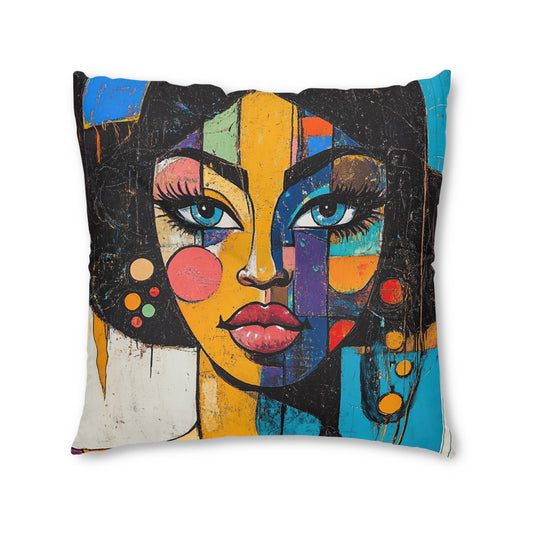 Bold Abstract Art Floor Pillow – 30x30 Tufted Cushion for Stylish Spaces