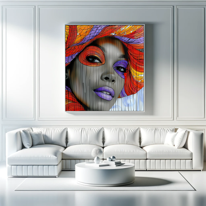 Eye-Catching African Woman Canvas Art: Bold Colorful Design