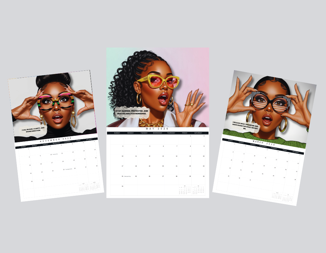 Interior preview showing select months from the Too Cute to Be This Surprised 2026 calendar