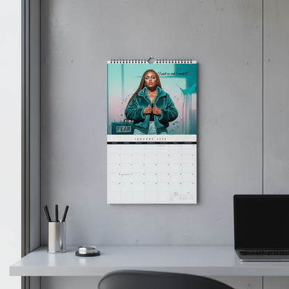 Releasing What No Longer Deserves You 2026 art calendar displayed in a modern wall mockup