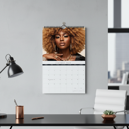 Unshaken Beauty 2026 art calendar displayed in a modern wall mockup